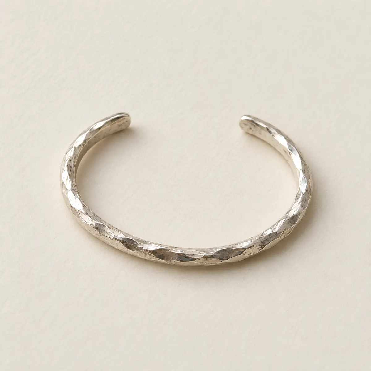 Hammered silver bangle